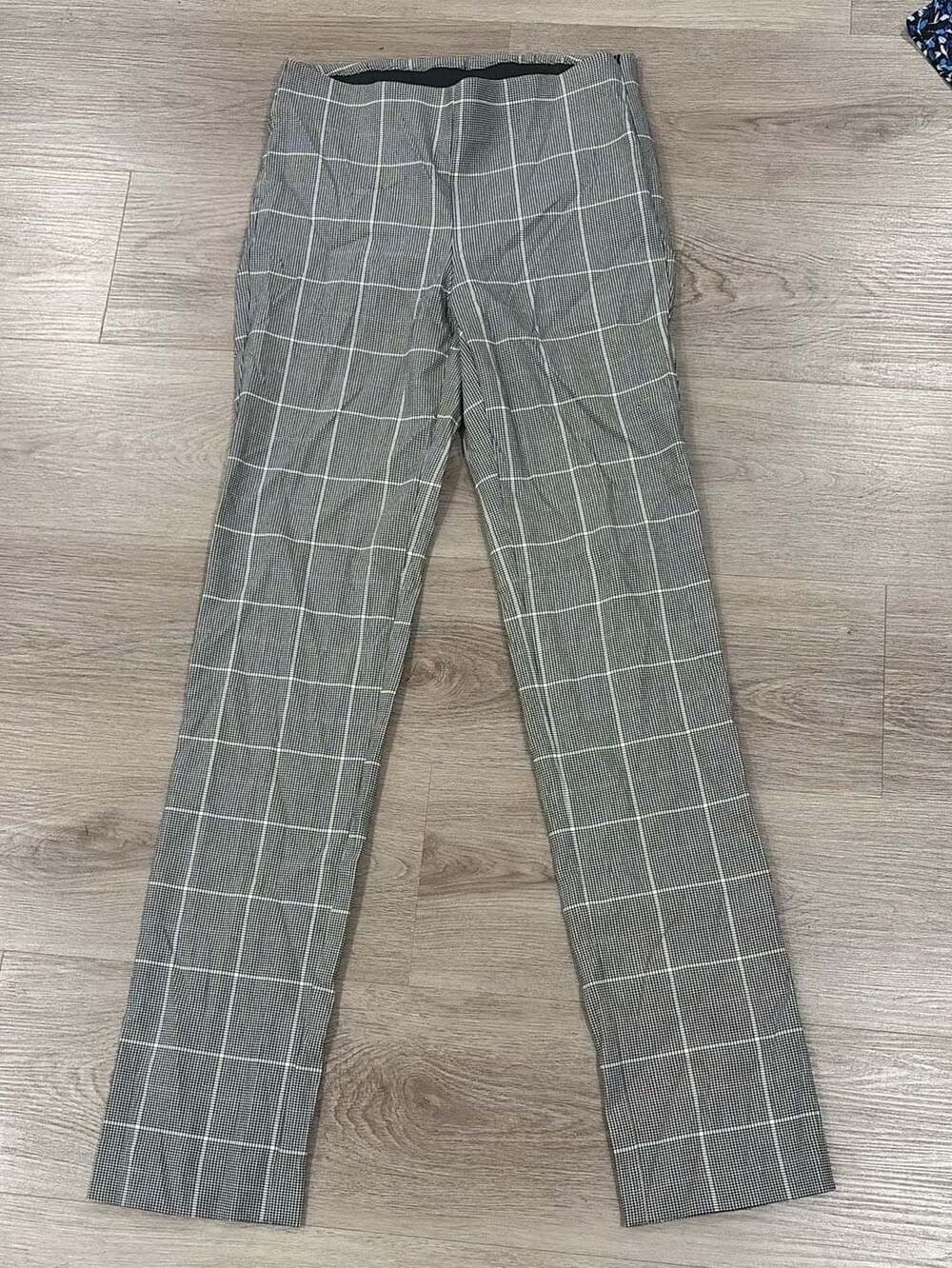White House Black Market Plaid Pants Size 0 Grey Black Windowpane Trousers